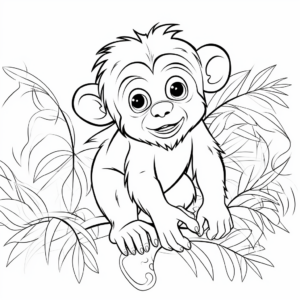 Playful Chimpanzee Coloring Pages for Kids 3