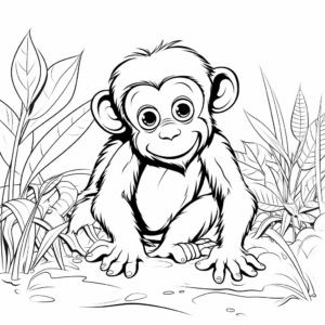 Playful Chimpanzee Coloring Pages for Kids 4