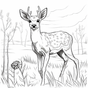 Playful Deer in the Meadow Coloring Pages 4