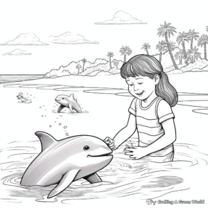 Playful Dolphins Beach Coloring Pages 4