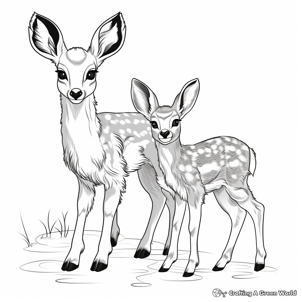 Playful Fawn and Bunny Coloring Sheets 4