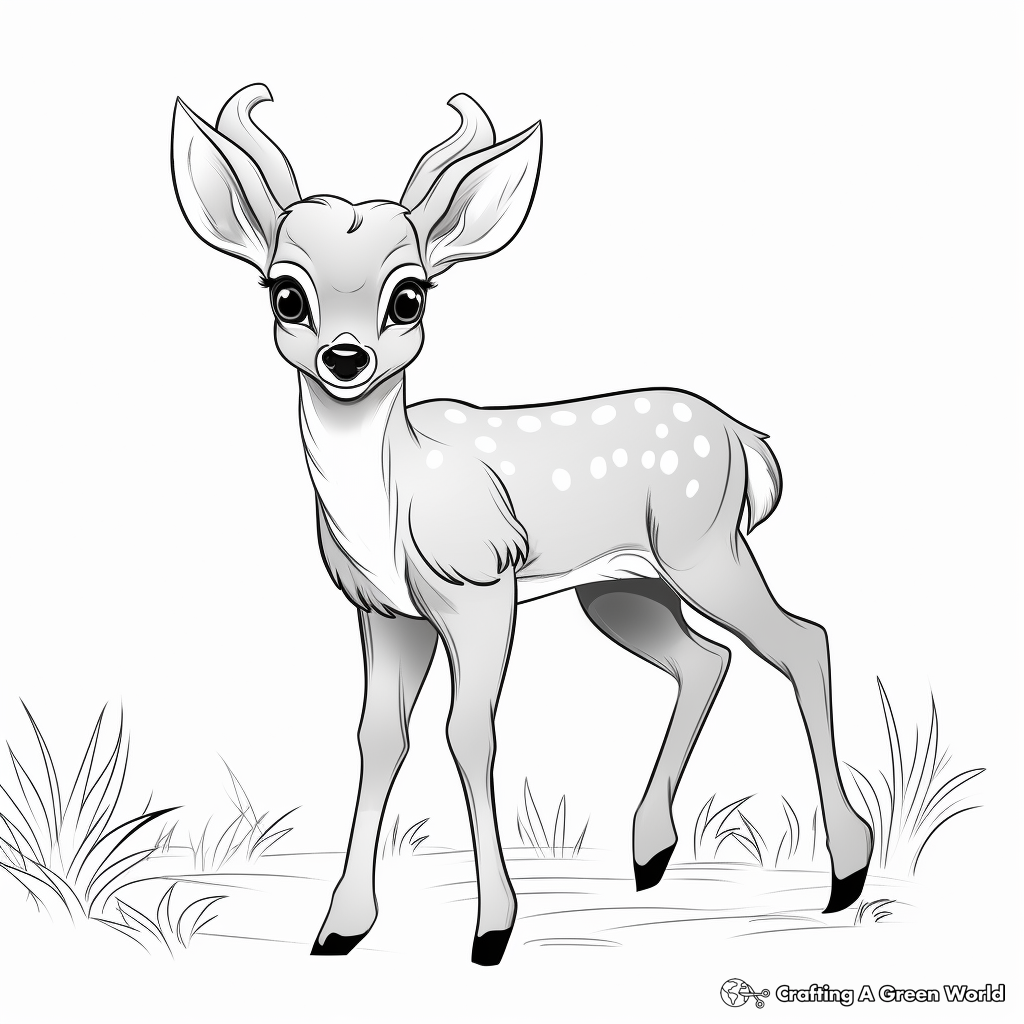 Playful Fawn Antler Coloring Pages 1