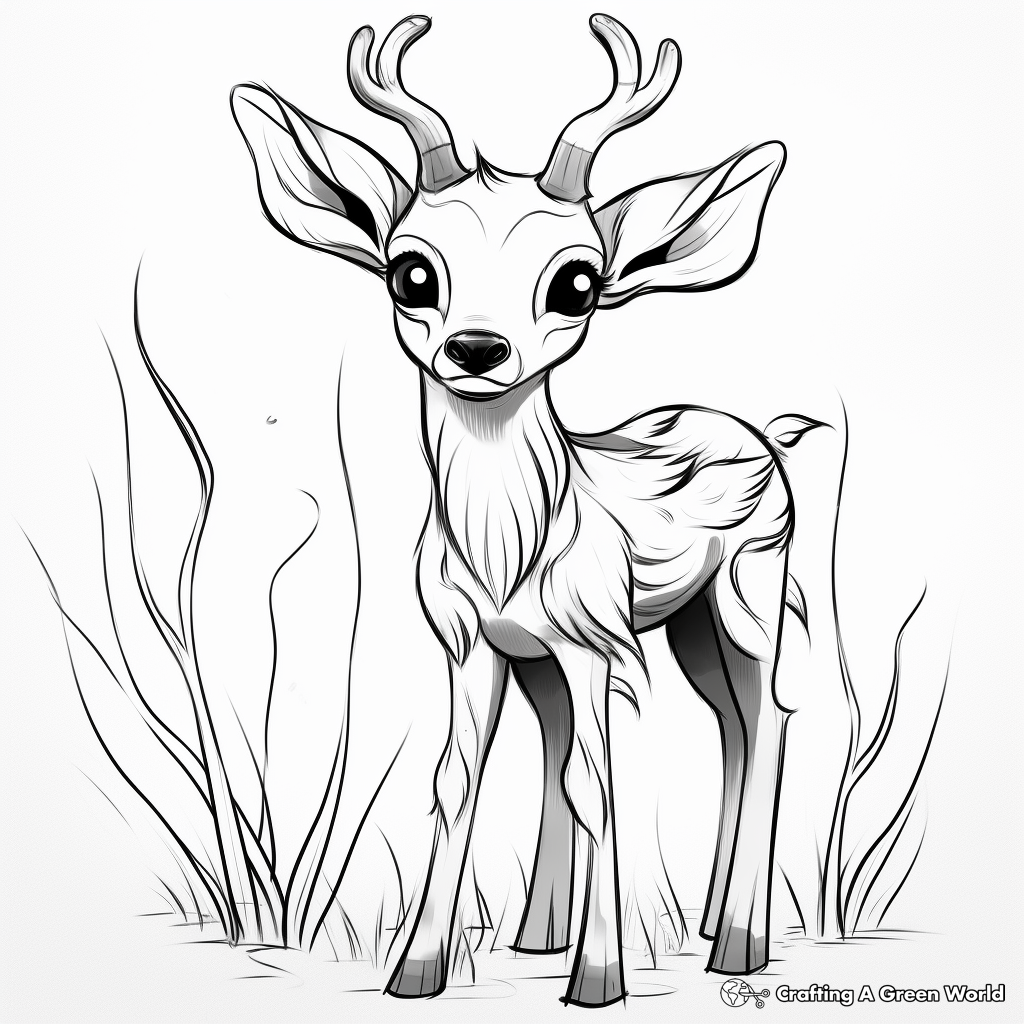 Playful Fawn Antler Coloring Pages 2