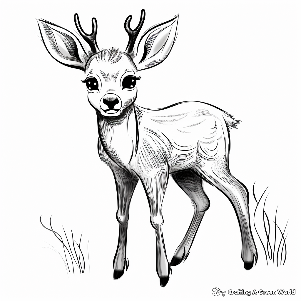 Playful Fawn Antler Coloring Pages 4