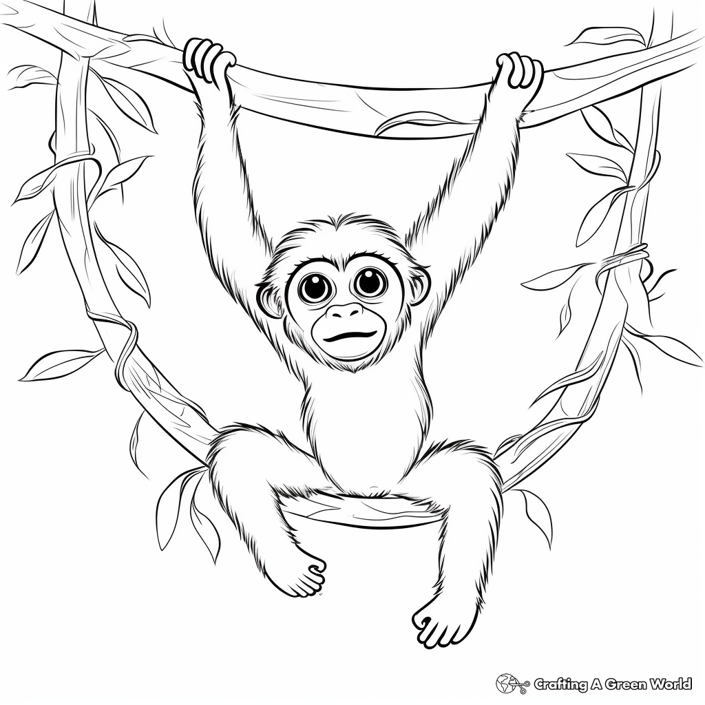 Playful Gibbon Coloring Pages 1
