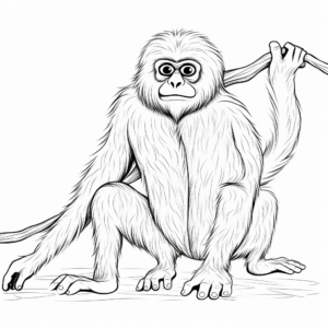 Playful Gibbon Coloring Pages 2