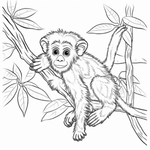 Playful Gibbon Coloring Pages 3