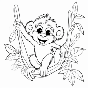 Playful Gibbon Coloring Pages 4