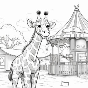 Playful Giraffe Coloring Pages: Giraffe in a Playground 1