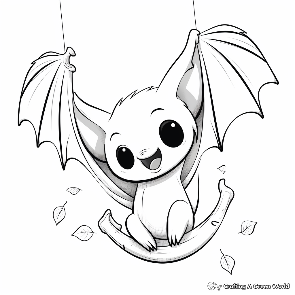 Playful Hanging Fruit Bat Coloring Pages 1