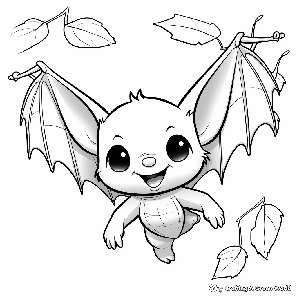 Playful Hanging Fruit Bat Coloring Pages 4