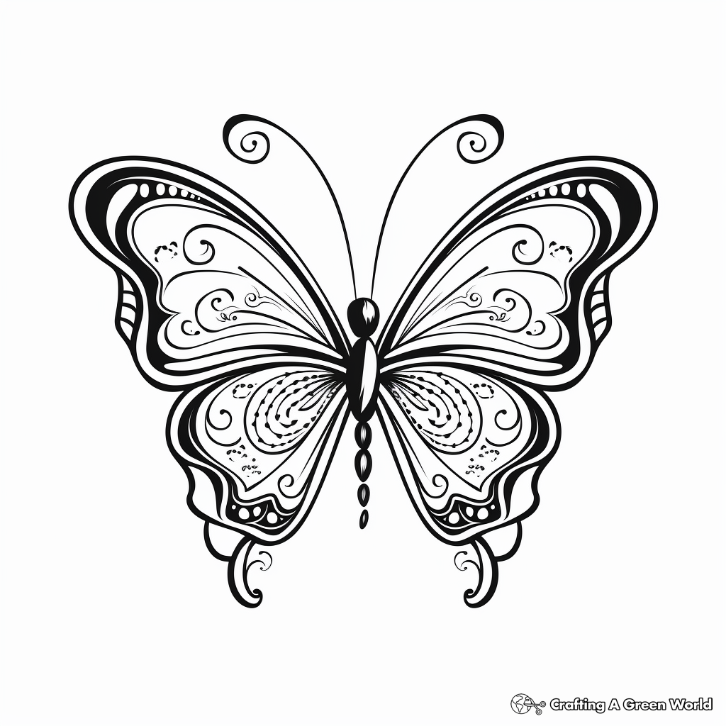 Playful Heart Butterfly Coloring Pages for Kids 2