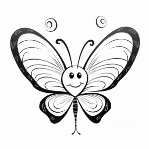 Playful Heart Butterfly Coloring Pages for Kids 3