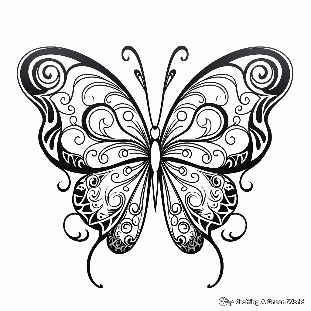 Playful Heart Butterfly Coloring Pages for Kids 4