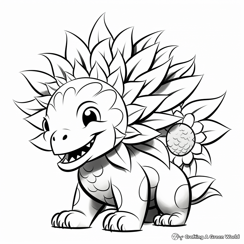 Playful Kentrosaurus Among Flowers Coloring Pages 1