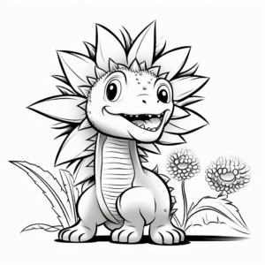 Playful Kentrosaurus Among Flowers Coloring Pages 2