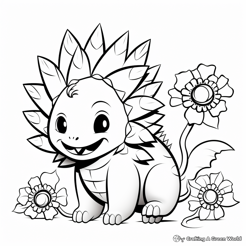 Playful Kentrosaurus Among Flowers Coloring Pages 4