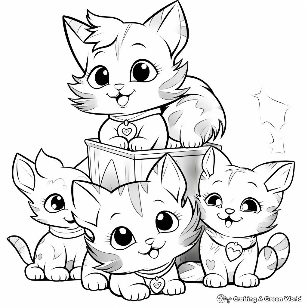 Playful Kitten Pack Coloring Pages for Children 1
