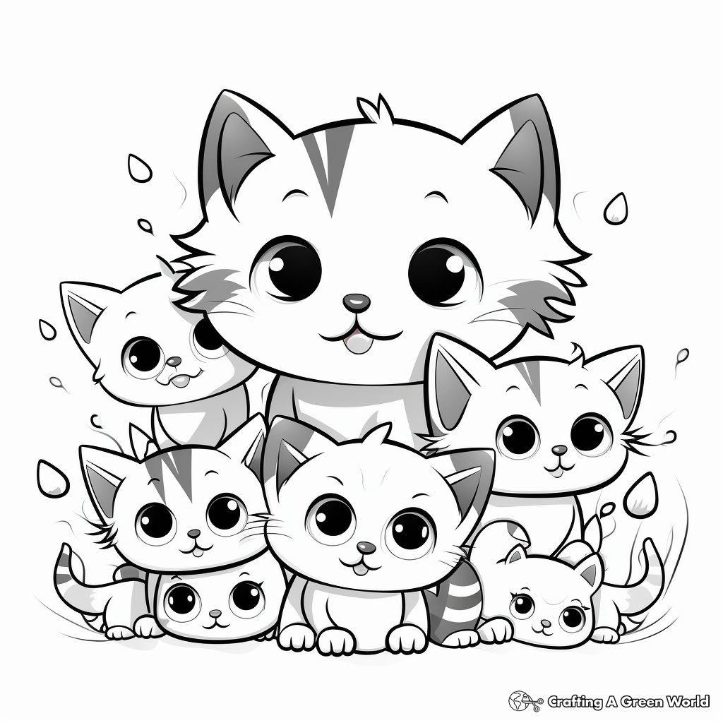 Playful Kitten Pack Coloring Pages for Children 3