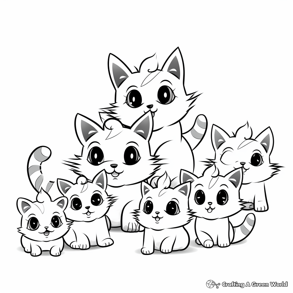 Playful Kitten Pack Coloring Pages for Children 4