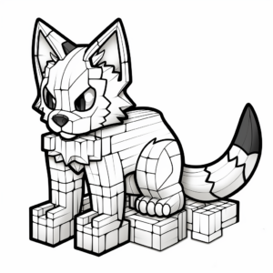 Playful Minecraft Kitty Coloring Pages for Children 2