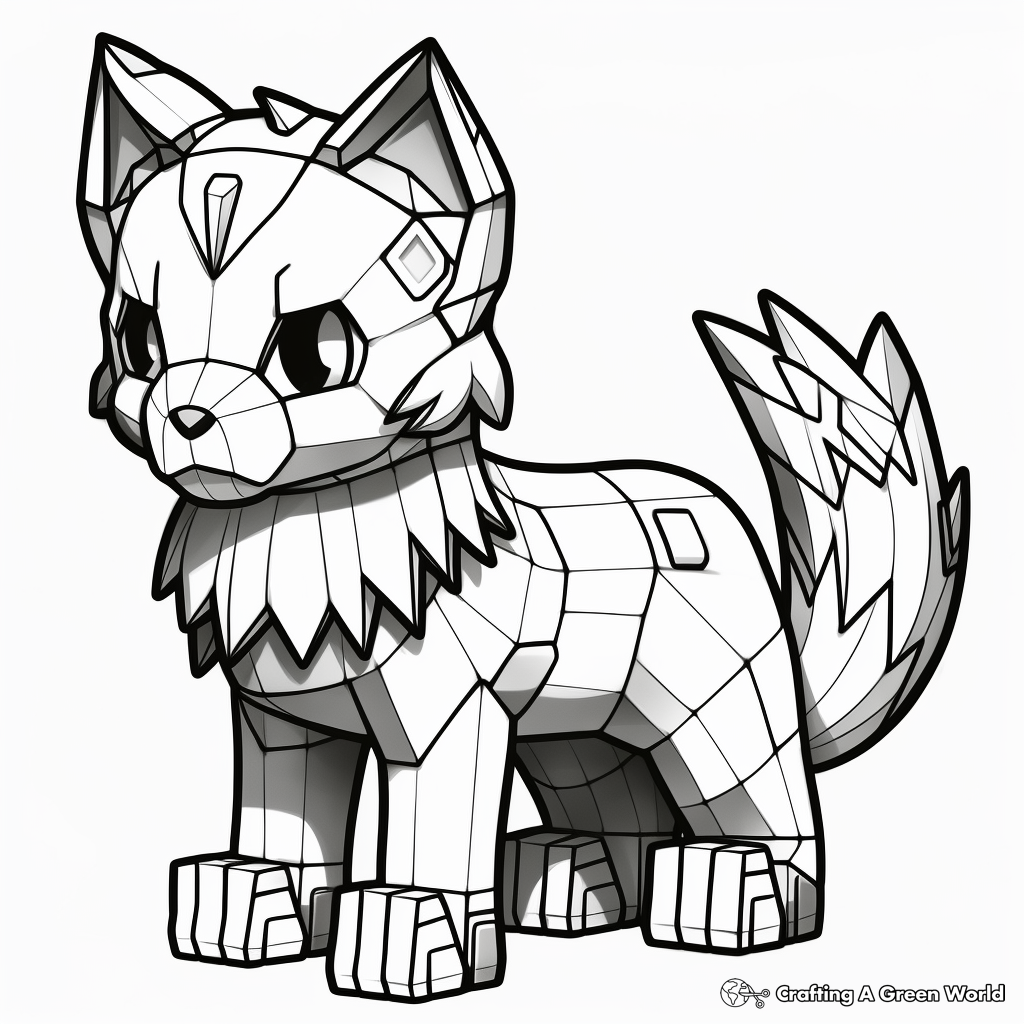Playful Minecraft Kitty Coloring Pages for Children 4