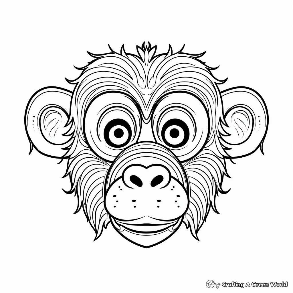 Playful Monkey Face Coloring Pages For Fun 1