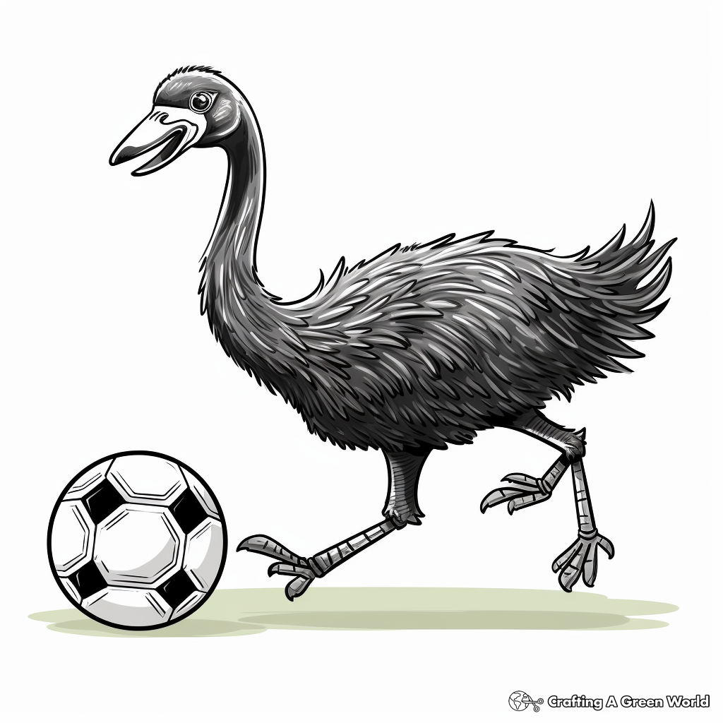 Playful Ostrich Playing Soccer Coloring Pages 3