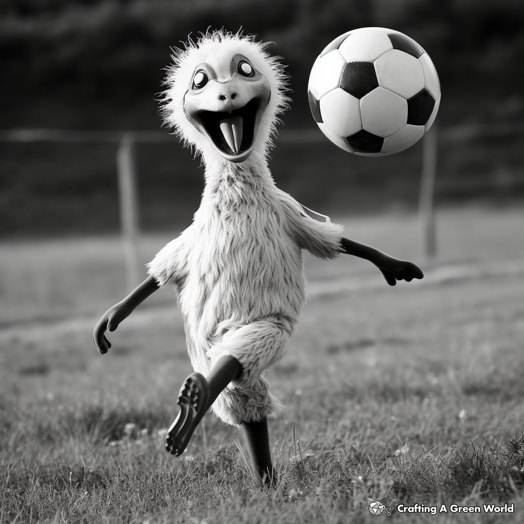 Playful Ostrich Playing Soccer Coloring Pages 4