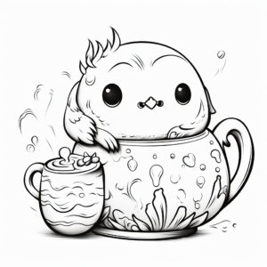 Playful Penguin Drinking Boba Coloring Pages 4