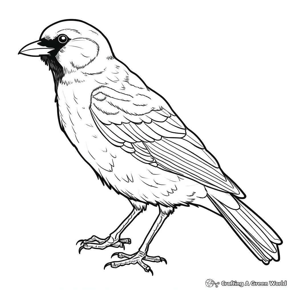 Playful Pied Crow Coloring Pages for Kids 2