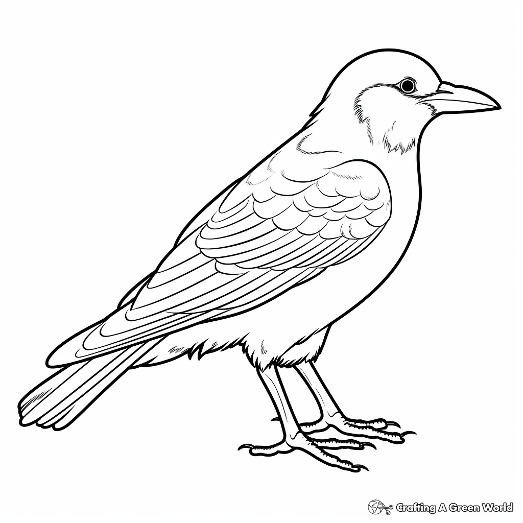 Playful Pied Crow Coloring Pages for Kids 3