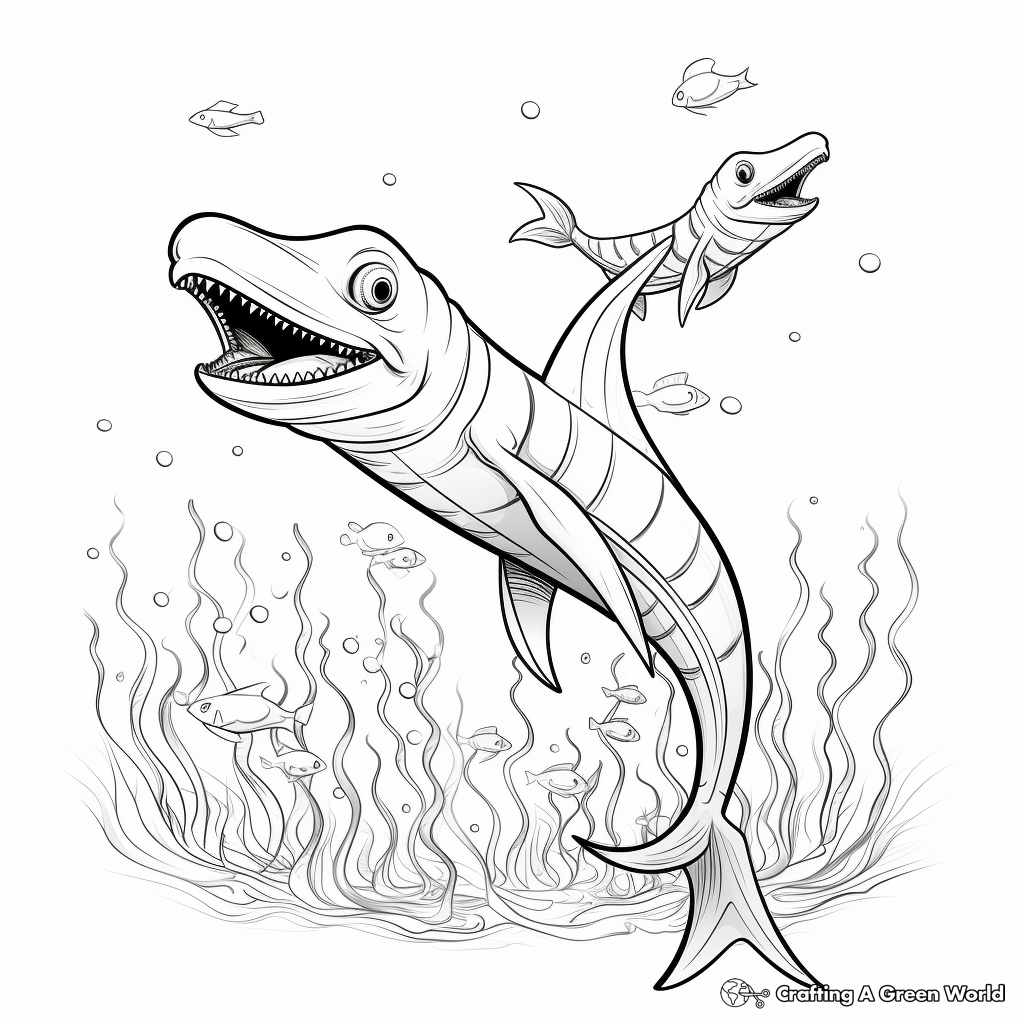 Playful Plesiosaurus Coloring Pages 1
