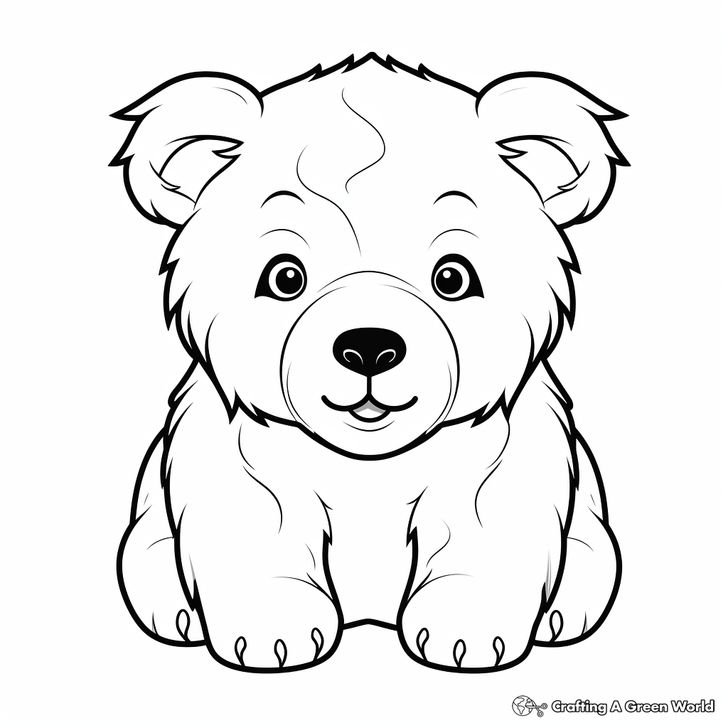 Playful Polar Bear Cub Face Coloring Pages 1