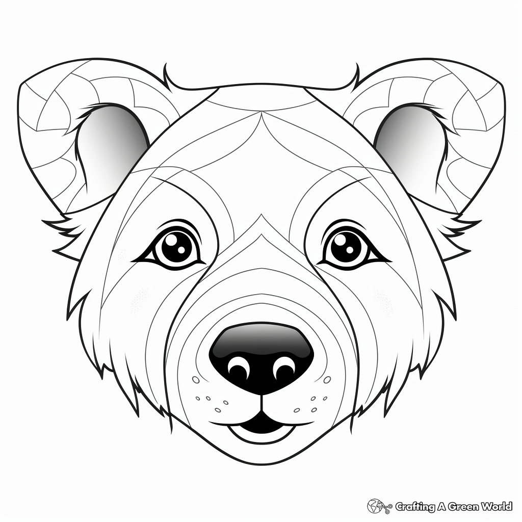Playful Polar Bear Cub Face Coloring Pages 3
