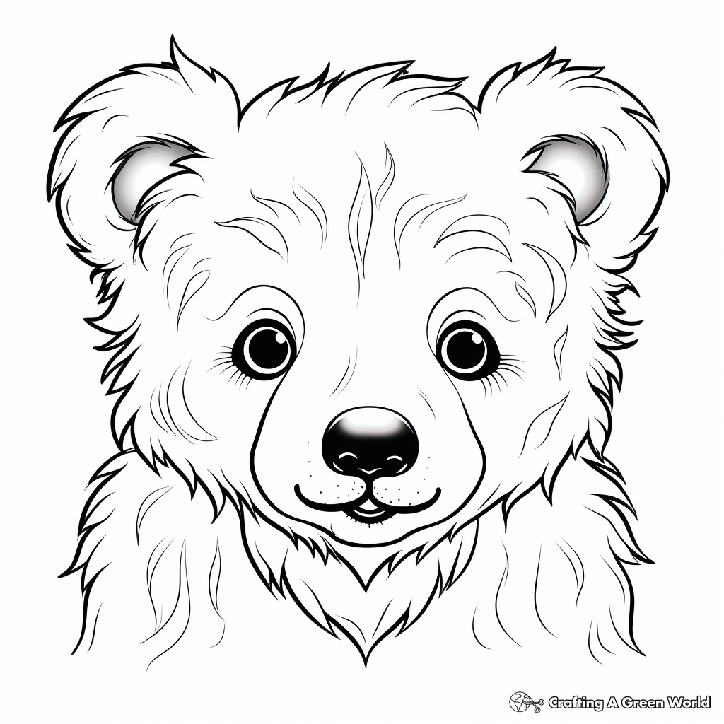 Playful Polar Bear Cub Face Coloring Pages 4
