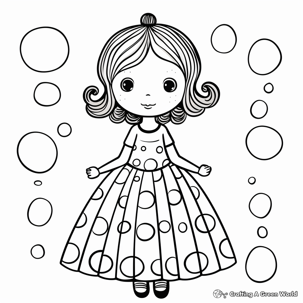 Playful Polka Dot Dress Coloring Pages 1