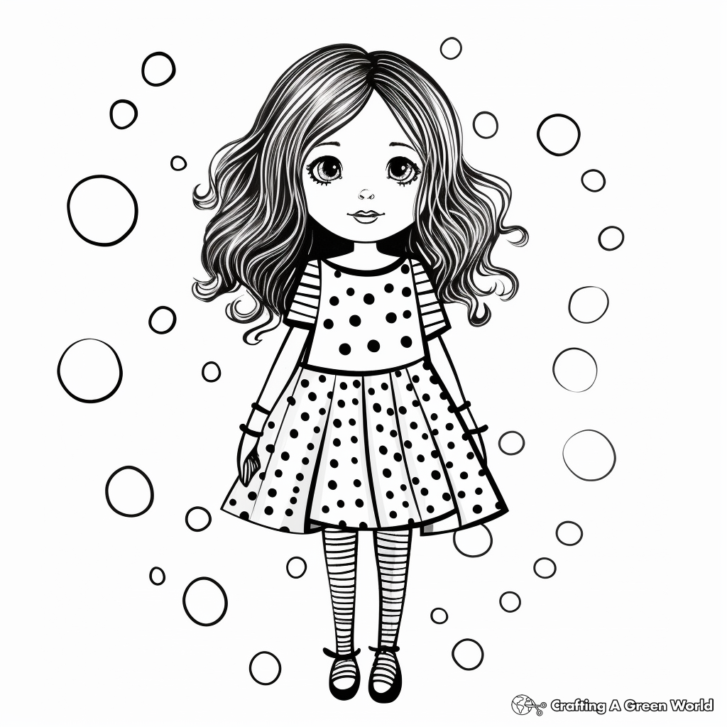 Playful Polka Dot Dress Coloring Pages 2