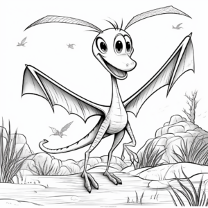 Playful Pteranodon Coloring Pages for Preschoolers 1
