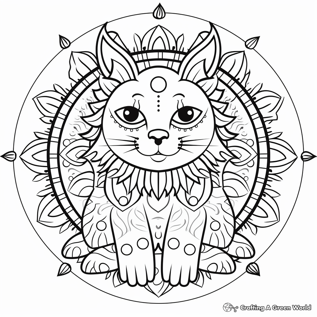 Playful Ragdoll Cat Mandala Coloring Pages 2