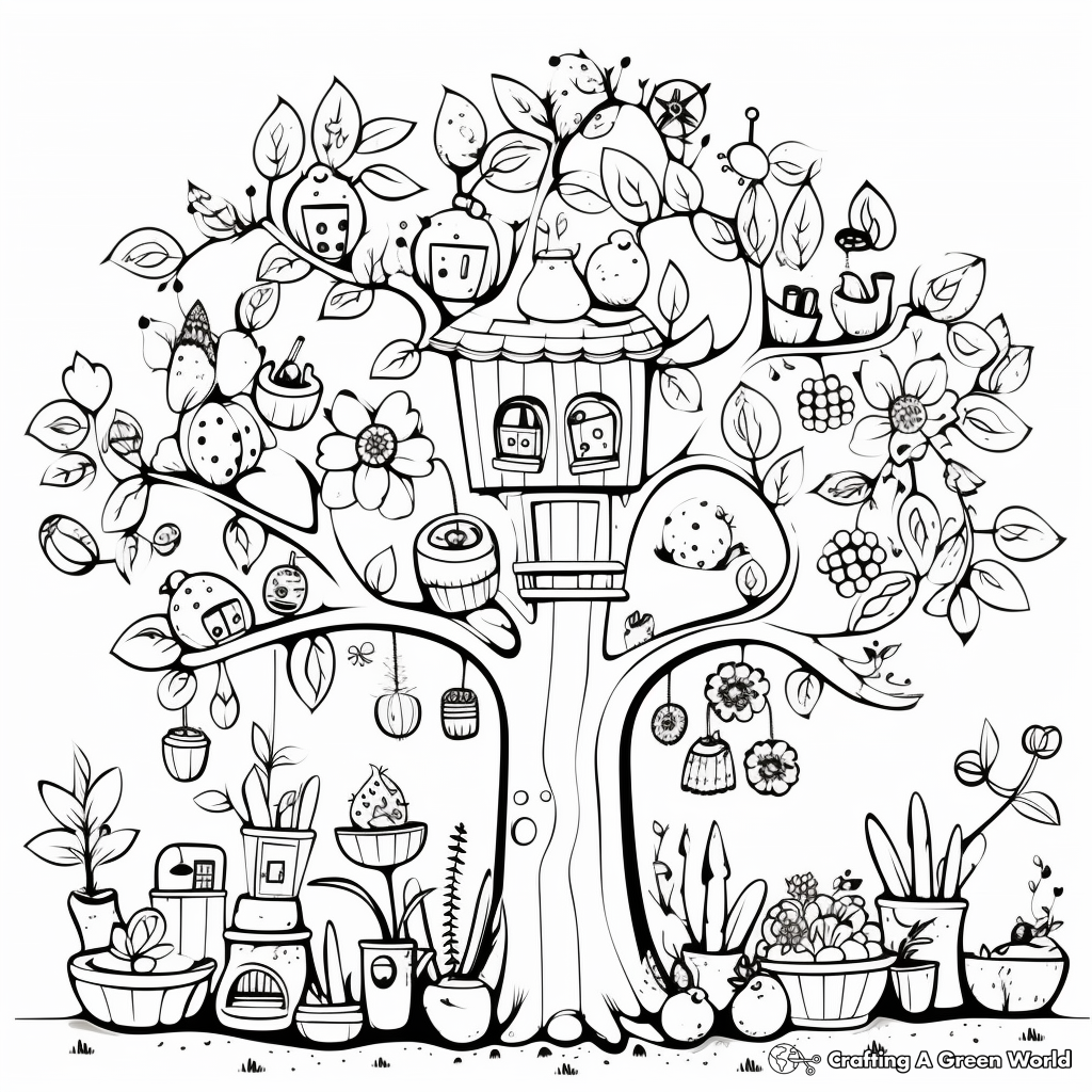 Playful Spring Fruit Trees Coloring Pages 3