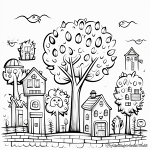 Playful Spring Fruit Trees Coloring Pages 4