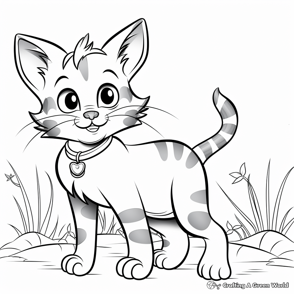 Playful Tabby Cat Coloring Pages 4