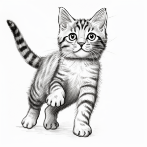 Playful Tabby Kitten Coloring Pages for Kids 1