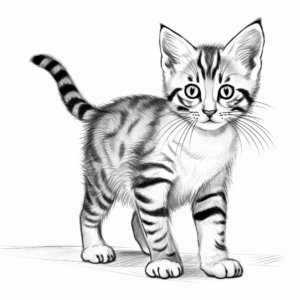 Playful Tabby Kitten Coloring Pages for Kids 2