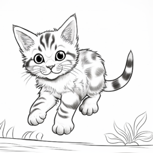 Playful Tabby Kitten Coloring Pages for Kids 3