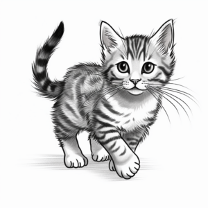 Playful Tabby Kitten Coloring Pages for Kids 4