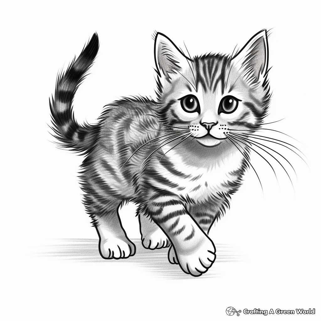Playful Tabby Kitten Coloring Pages for Kids 4