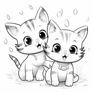Playful Twin Kittens Coloring Pages 4