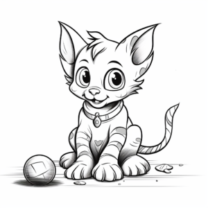 Playing Sphynx Kitten Coloring Page 1